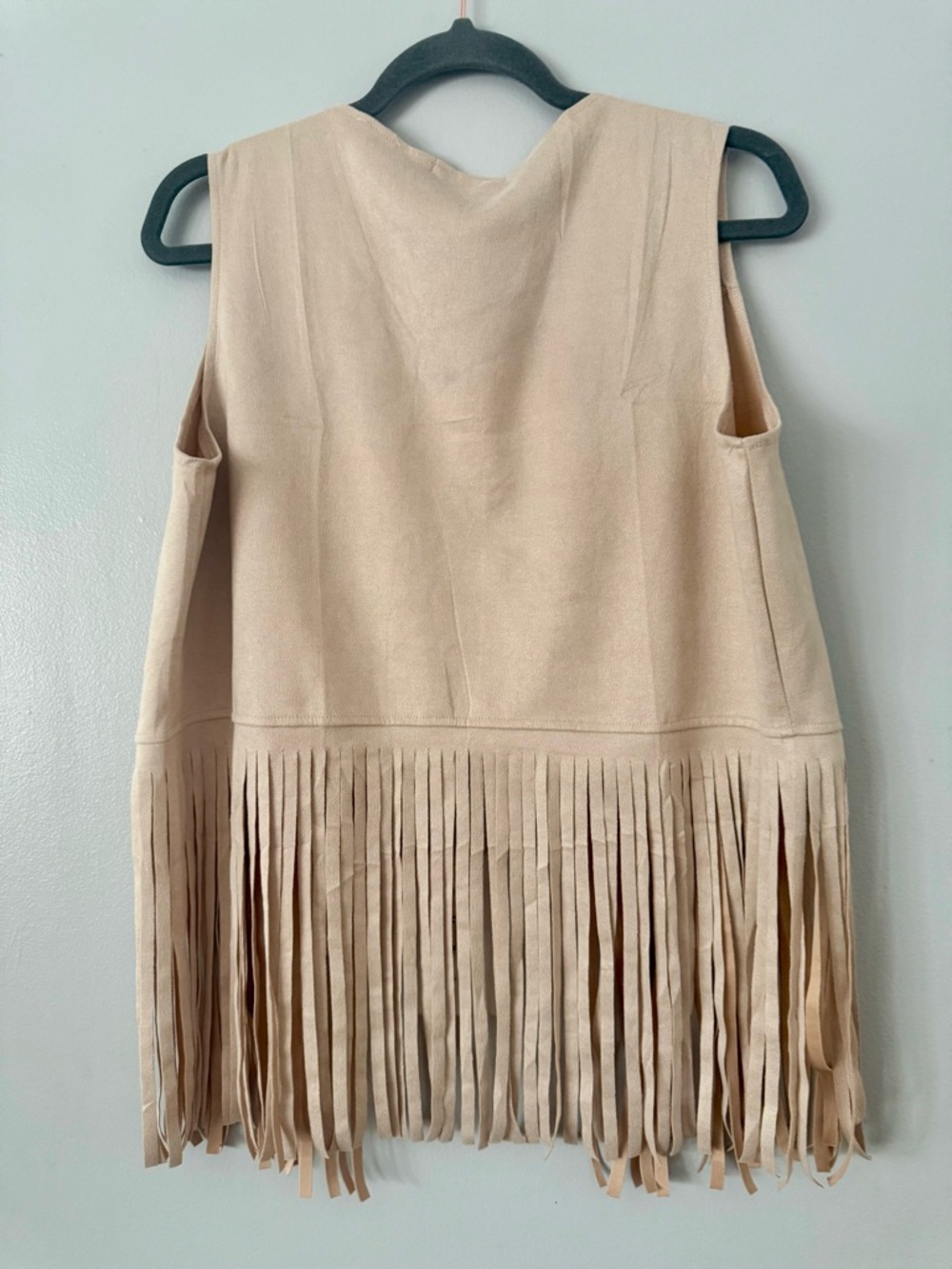Suede Fringe Vest - Cream - Picture 4 of 4